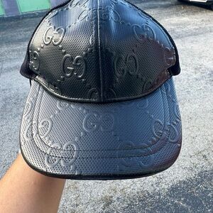Gucci Black Embossed Logo Cap